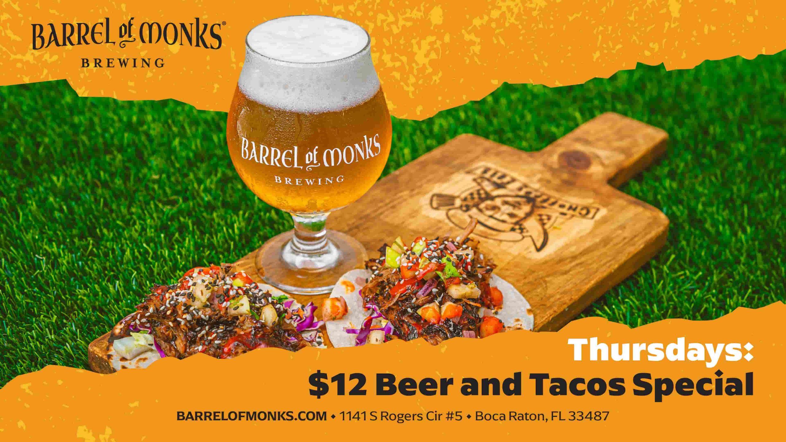 Taco Thursdays at Barrel of Monks Brewery in Boca Raton, Florida